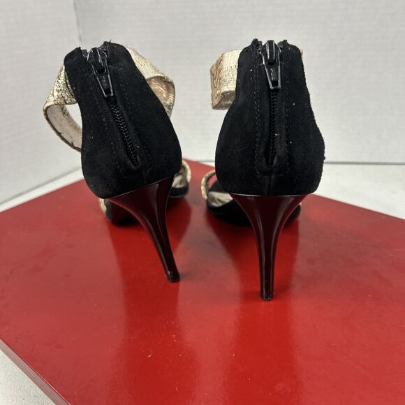 Alfani Women's Step‎ 'N Flex Sandals Heels Size 8M Gold Glitz Glam Retro Party - Picture 3 of 7